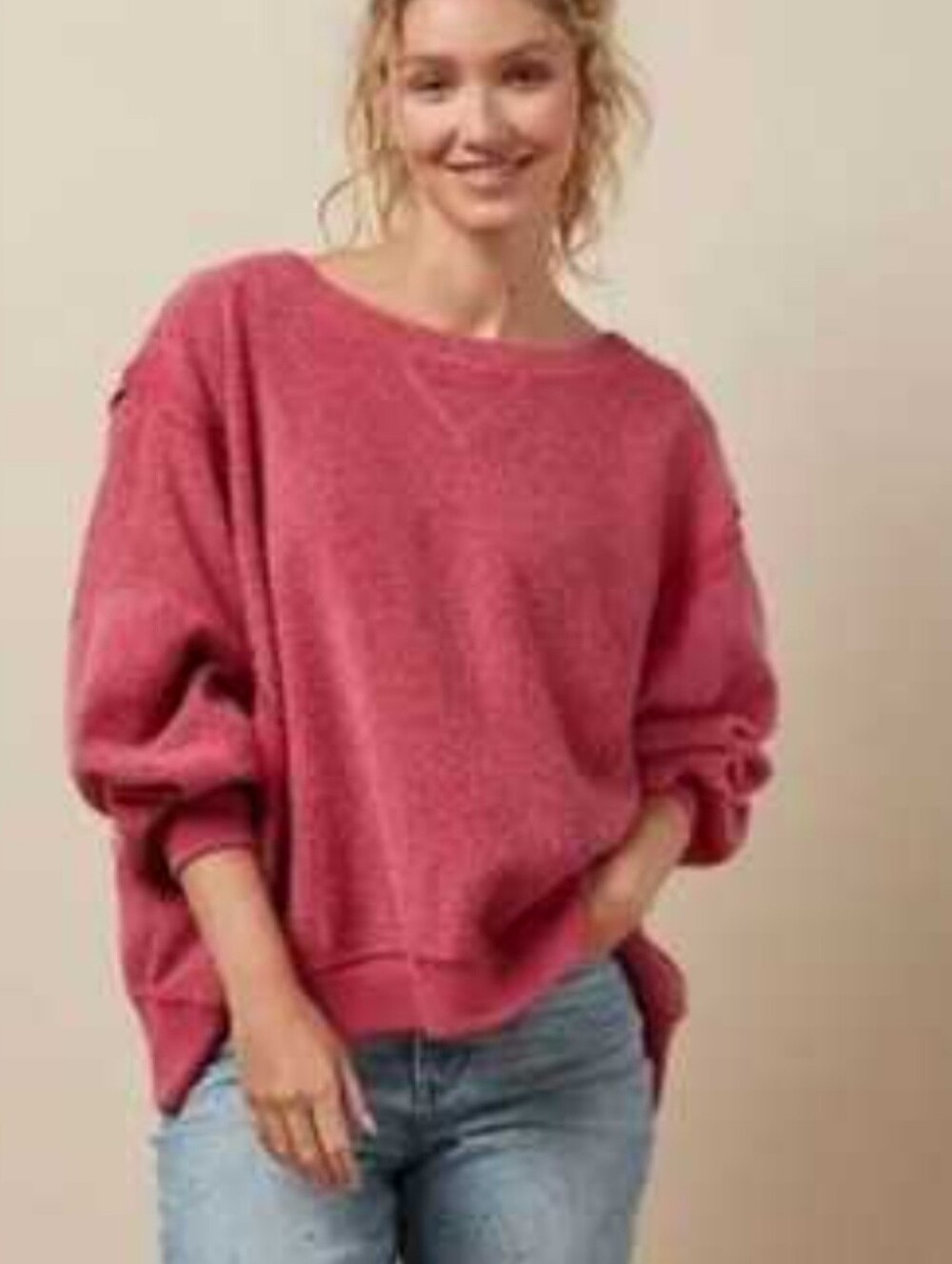 American Eagle Outfitters Oversized Pink Pullover Sweatshirt Sz L